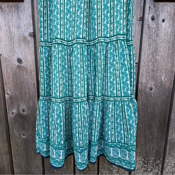Chelsea & Violet Dress Maxi Teal Boho Cottagecore Floral Peasant Prairie XS NWT - Picture 7 of 9